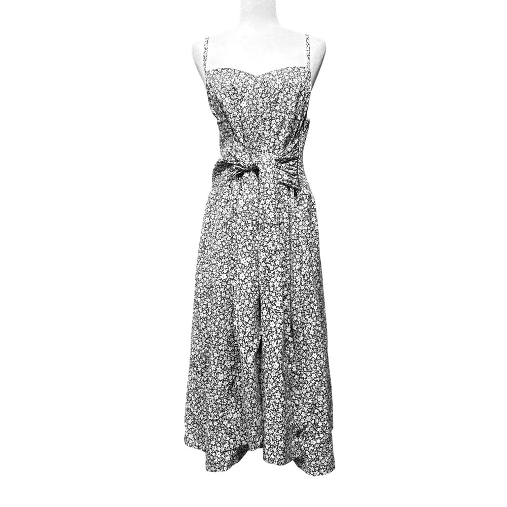 Summersalt Floral Tie-Front Midi Dress Navy White 2XL Organic Cotton NWT